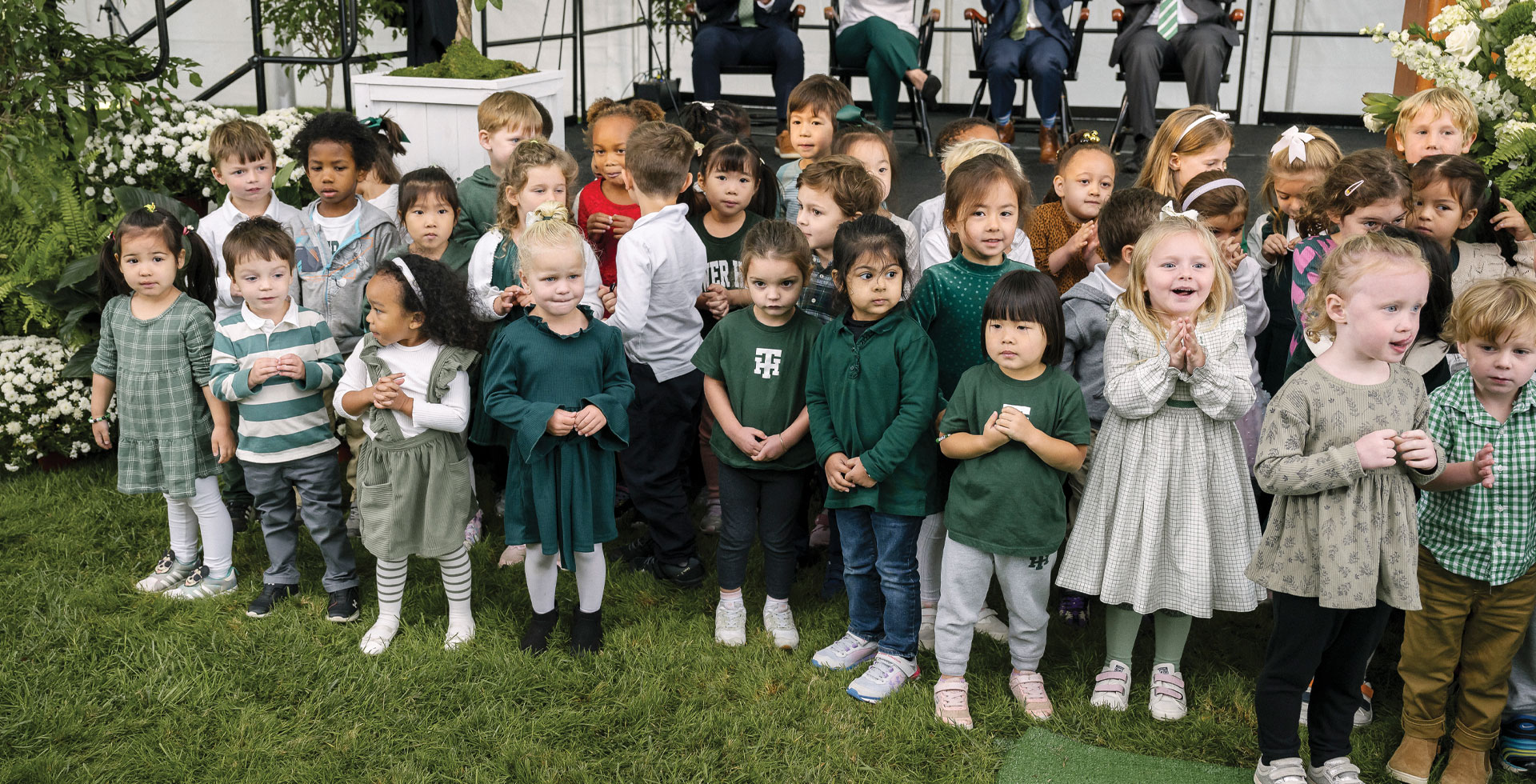 Lower school students at Tower Hill in a performing arts class.