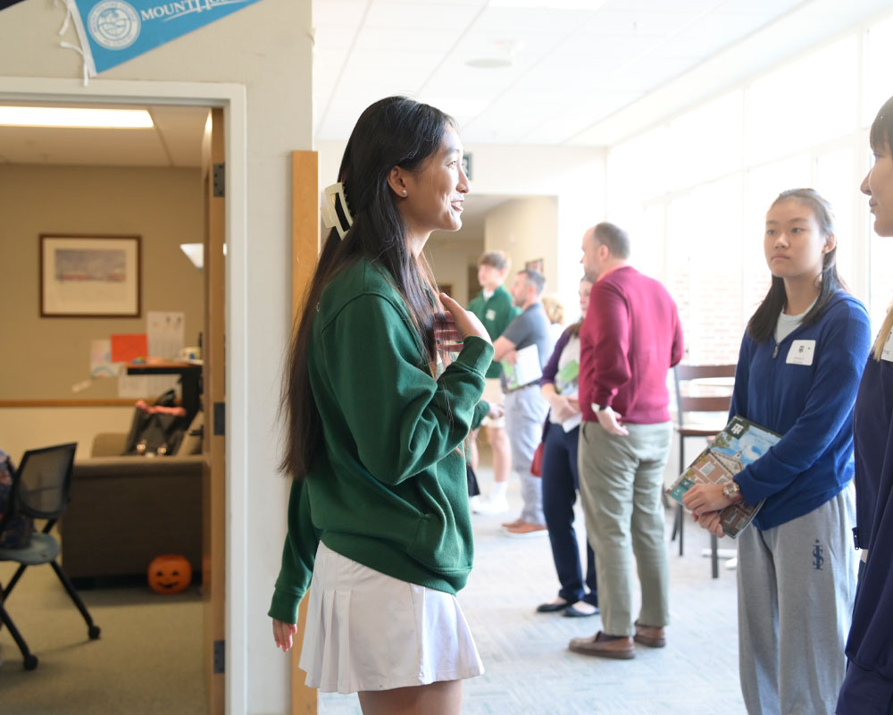 Student at Tower Hill admissions open house.