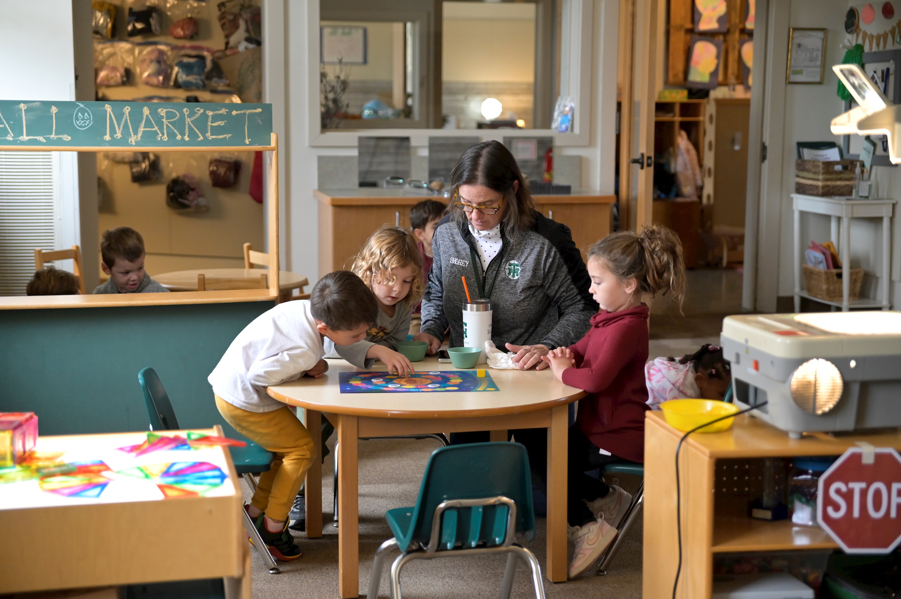 Teacher and student in the preschool at Tower Hill.