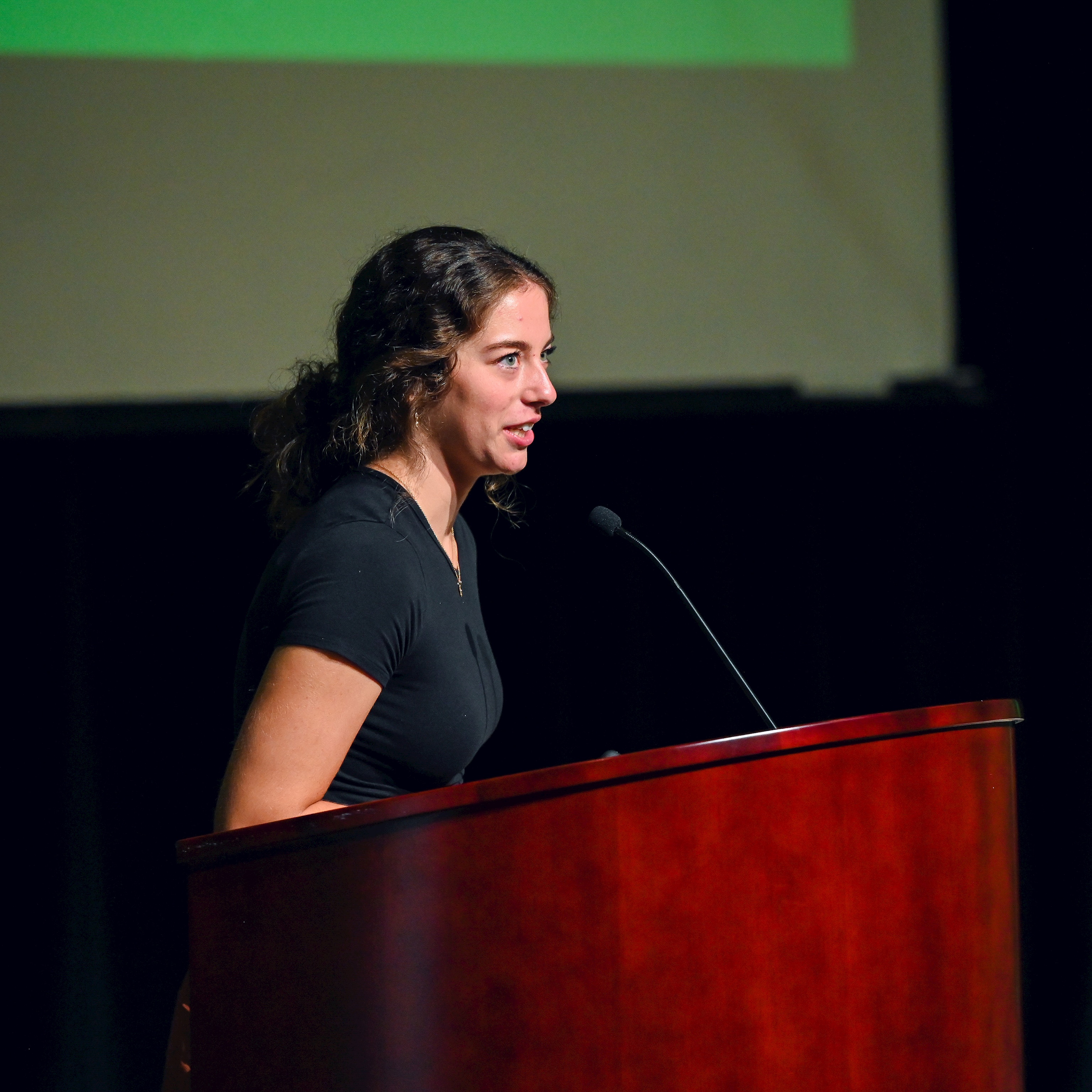 Senior student in a speech at Tower Hill School.